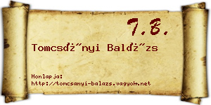 Tomcsányi Balázs névjegykártya