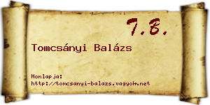Tomcsányi Balázs névjegykártya